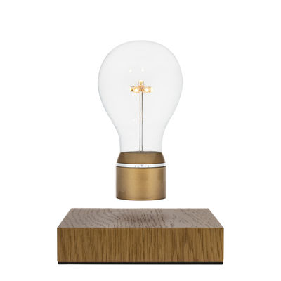 Image of Lampada da tavolo Flyte Royal - / Lampadina in levitazione di Flyte - Oro/Legno naturale/Metallo - Legno