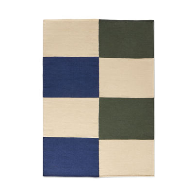 Decoration - Rugs - Flat works Rug - / By artist Ethan Cook - 170 x 240 cm by Hay - Peach, green & blue (Checks) - Organic cotton, Wool