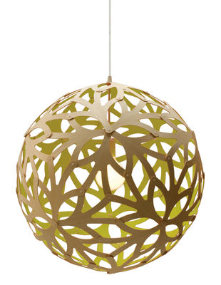 Luminaire - Suspensions - Suspension Floral / Ø 40 cm - Bicolore vert citron & bois - David Trubridge - Vert citron / bois naturel - Bambou