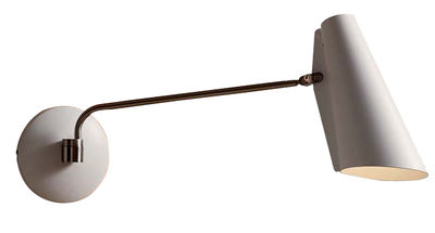 Lighting - Wall Lights - Birdy Wall light with plug - L 53 cm - Reissue 1952 by Northern  - White / Nickel - Painted aluminium, Steel