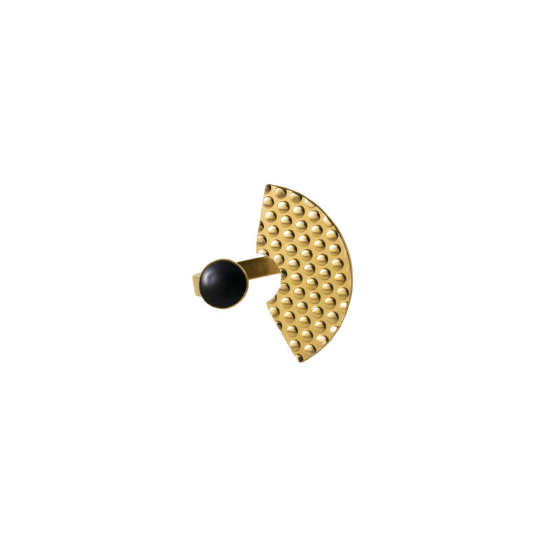Accessoires - Schmuck - Ring Venusia - Edone schwarz gold metall / Small - Alessi - Small / Goldfarben & schwarz - PVD-beschichteter Stahl
