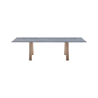 Arredamento - Tavoli - Tavolo rettangolare Ambrosiano - / Pietra Onsernone - 275 x 90 cm - 6 a 8 persone di Zanotta - Pietra Onsernone Grigia / Piede Rovere - , 