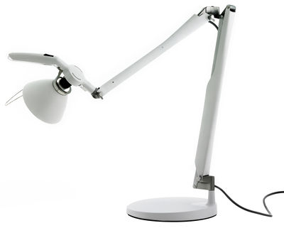Luminaire - Lampes de table - Lampe de table Fortebraccio interrupteur - Luceplan - Blanc - Acier verni