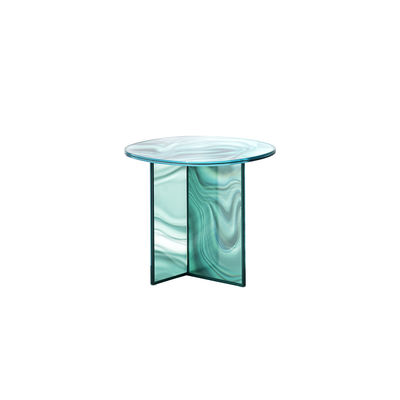 Arredamento - Tavolini  - Tavolino Liquefy - / 60 x 50  x H 51 cm - Vetro venature effetto marmo di Glas Italia - 60 x 50 x H 51 cm / Verde - Vetro temprato