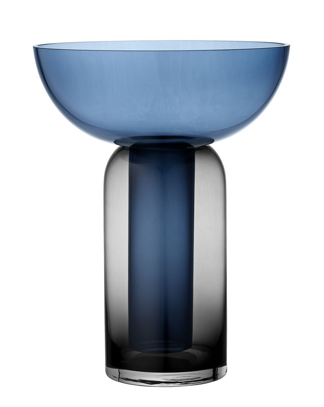 Decoration - Vases - Torus Large Vase glass blue / H 35 cm - AYTM - Midnight blue / Black - Glass