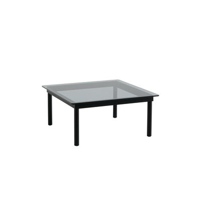 Mobilier - Tables basses - Table basse Kofi / 80 x 80 cm - Verre & bois - Hay - Noir / Verre gris - Chêne massif laqué, Verre trempé teinté