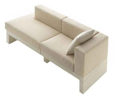 Canapé de jardin 3 places Blanc Tissu Luxe Moderne Confort