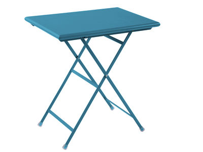 Outdoor - Garden Tables - Arc en Ciel Folding table  - 70 x 50 cm by Emu - Blue - Varnished steel
