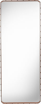 Decoration - Mirrors - Adnet Wall mirror - Rectangular - 180 x 70 cm by Gubi - Natural leather - Brass, Leather