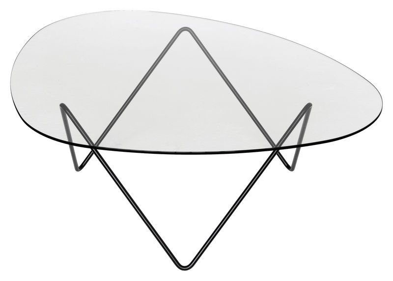 Mobilier - Tables basses - Table basse Pedrera métal verre noir / H 38 cm - Réédition 1955 - Gubi - Pied noir / Plateau transparent - Acier peint, Verre