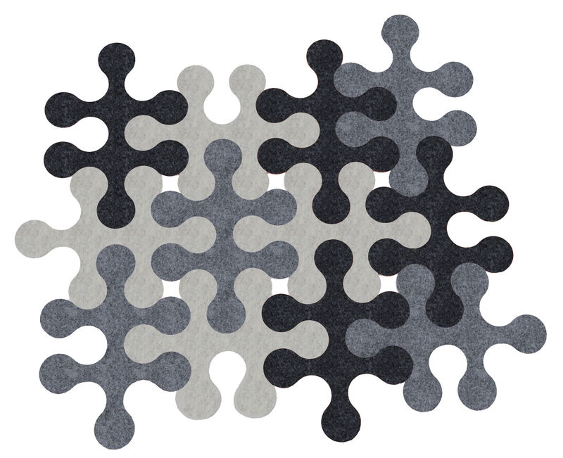 Mobilier - Tapis - Tapis Molécules  gris / 12 pièces - 3 couleurs - La Corbeille - 3 couleurs / Gris, anthracite, écru - Feutre recyclé