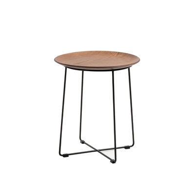 Furniture - Coffee Tables - AL WOOD End table - / Moulded wood - Ø 40 x H 45.5 cm by Kartell - Dark wood / Black - Beechwood plywood, Varnished steel