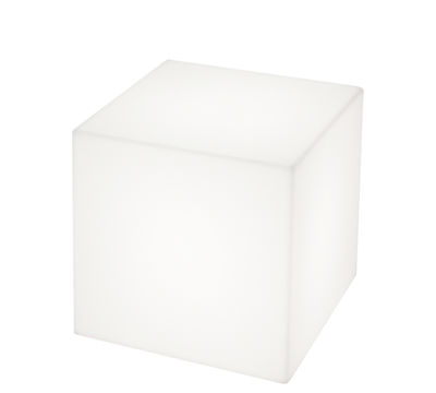Mobilier - Poufs - Lampe sans fil Cubo LED / 30 cm - Slide - 30 x 30 cm / Blanc - polyéthène recyclable