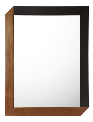 Déco - Miroirs - Miroir mural Tusa / 63 x 83 cm - Internoitaliano - 63 x 83 cm / Noyer & noir - Noyer naturel, Noyer teinté, Verre