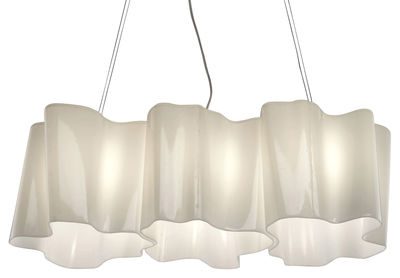 Lighting - Pendant Lighting - Logico Mini Pendant - 3 elements in a row by Artemide - White - small - Blown glass