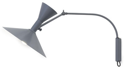 Applique avec prise Lampe de Marseille Mini by Le Corbusier / L 85 cm - Réédition 1954 - Nemo gris mat en métal