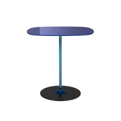 Furniture - Coffee Tables - Thierry End tables - / 33 x 50 x H 50 cm - Glass by Kartell - Blue - Painted steel, Soak glass