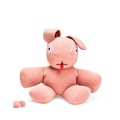 Arredamento - Mobili per bambini - Pouf CO9 XS Teddy - / Coniglio gigante - Tessuto peluche / L 180 cm di Fatboy - Pink Cheeky (tessuto felpato) - Polistirolo espanso, Tessuto felpato