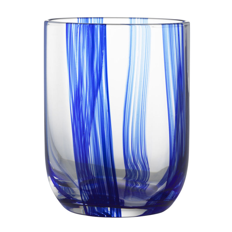 Table et cuisine - Verres  - Verre Stripe verre bleu / 39 cl - Peint à la main - Normann Copenhagen - Bleu - Verre