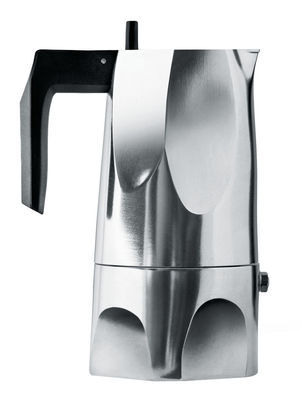 Tavola - Caffè - Caffettiera espresso italiano Ossidiana - / 3 tazze di Alessi - 3 tazze / Acciaio & manico nero - Ghisa di alluminio, Resina termoplastica