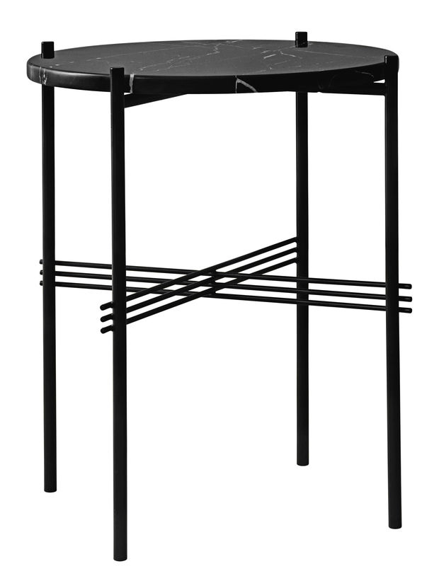 Mobilier - Tables basses - Table basse TS métal pierre noir / Gamfratesi - Ø 40 x H 51 cm - Marbre - Gubi - Marbre noir / Pied noir - Marbre Marquina, Métal laqué