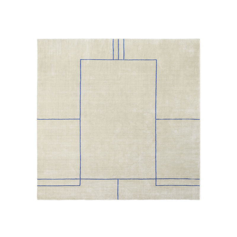 Interni - Tappeti - Tappeto Cruise AP11 tessuto bianco beige / 240 x 240 cm - Tessuto a mano - &tradition - Beige del deserto / Linee blu - Lana, Seta di bambù, Viscosa
