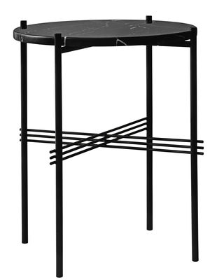 Arredamento - Tavolini  - Tavolino TS - / Gamfratesi - Ø 40 x H 51 cm - Marmo di Gubi - Marmo nero / Piede nero - Marmo Marquina, metallo laccato