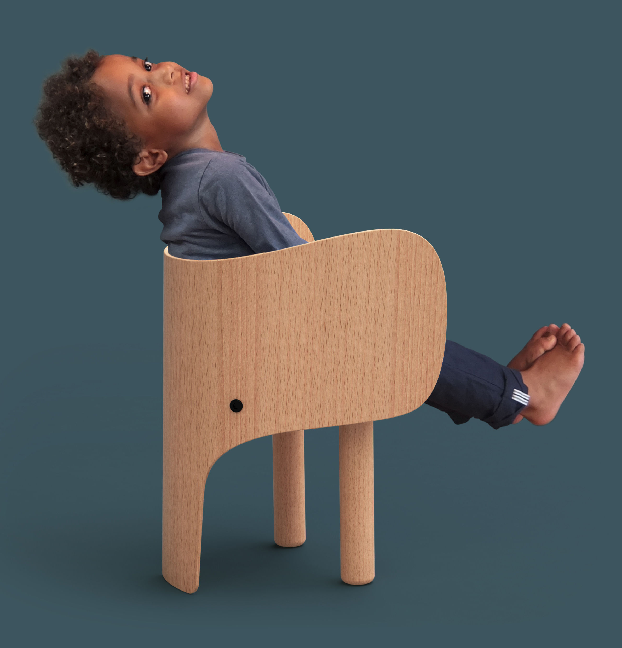 EO Elephant Children's chair Natural wood Made In Design UK