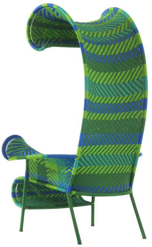 Mobilier - Fauteuils - Fauteuil Shadowy - Moroso - Multigreen (vert, bleu) - Acier verni, Fils plastique