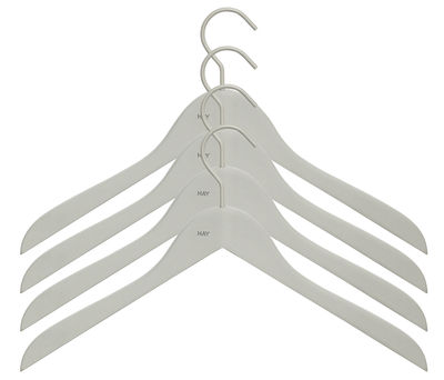 Decoration - Coat Stands & Hooks - Soft Coat Hanger - Slim - Set of 4 by Hay - Grey - Rubber, Wood
