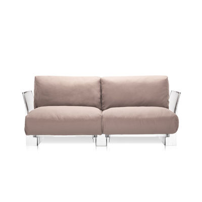 Möbel - Sofas - Pop Outdoor Sofa 2-Sitzer - Kartell - Taubenblau - Polykarbonat, Sunbrella-Gewebe