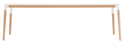 Mobilier - Mobilier Ados - Table rectangulaire Steelwood / 180 x 90 cm - Magis - Blanc et hêtre - 180 x 90 cm - Acier verni, Hêtre, Laminé HPL verni