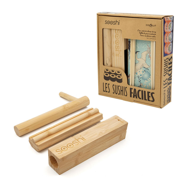 Tableware - Kitchen Equipment - Sooshi Set cane & fibres natural wood / Easy sushi - Utensils + recipes - Cookut - Bamboo - Bamboo