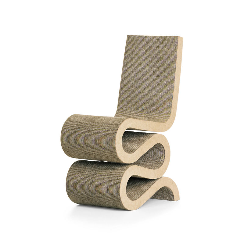 Mobilier - Chaises, fauteuils de salle à manger - Chaise Wiggle Side Chair papier marron / By Frank Gehry, 1972 - Carton - Vitra - Naturel - Carton ondulé