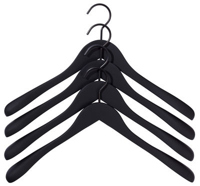 Accessories - Shoes & Clothes - Soft Coat Hanger by Hay - Wide / Black - Rubber, Wood