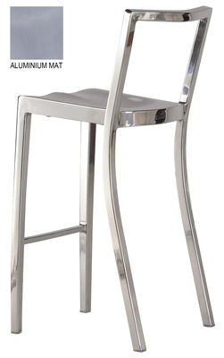 Furniture - Bar Stools - Icon Outdoor Bar chair - H 75 cm - Metal by Emeco - Brushed aluminium - Recycled brushed aluminium
