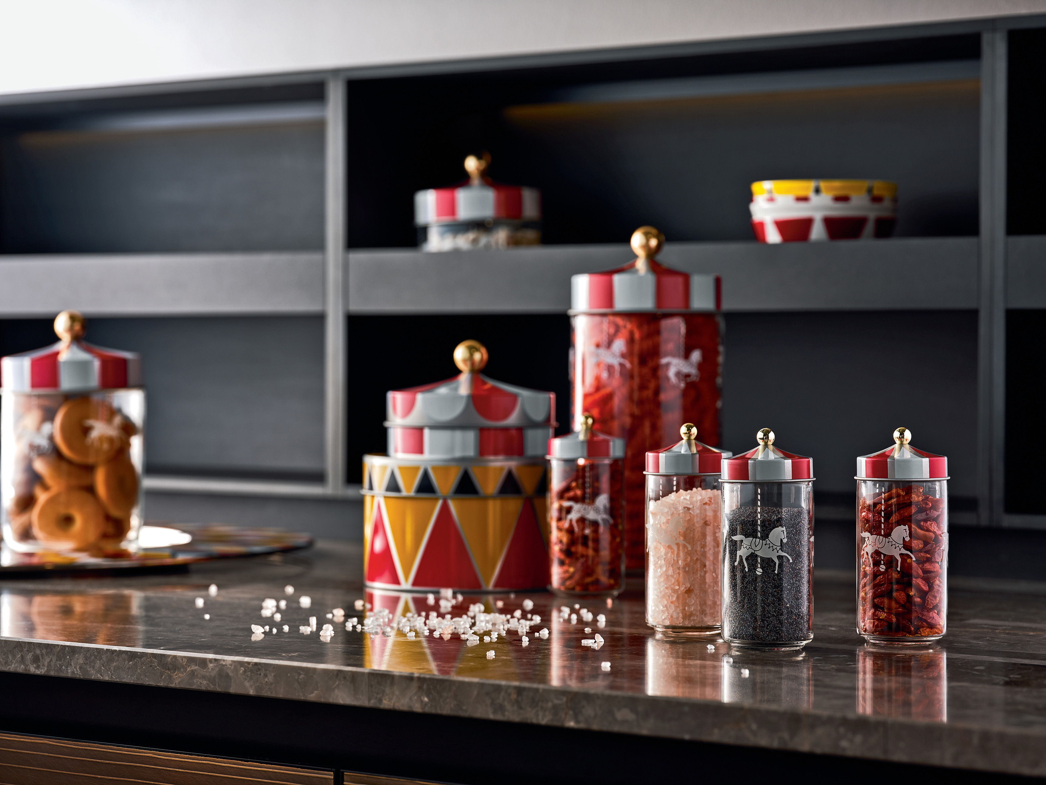 Alessi Circus Airtight jar - white red | Made In Design UK