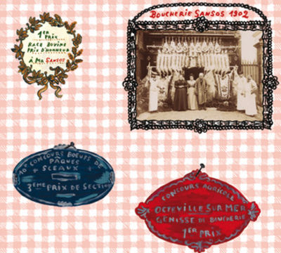 Interni - Sticker - Carta da parati Portraits de boucher - /Striscia singola di Domestic - Multicolore - Portraits de boucher - Tessuto non tessuto