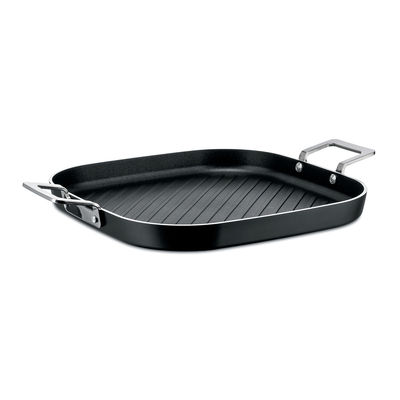 Tableware - Dishes and cooking - Pots&Pans Grill - / 29 x 29 cm - All heat sources including induction by Alessi - Black - 100% recycled aluminium, Magnetic steel