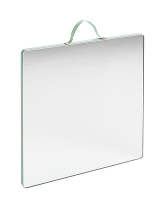 Interni - Specchi - Specchio murale Ruban Large - / Quadrato - 26 x 26 cm di Hay - Verde menta - Compensato di rovere, Ottone, Tessuto poliestere, Vetro